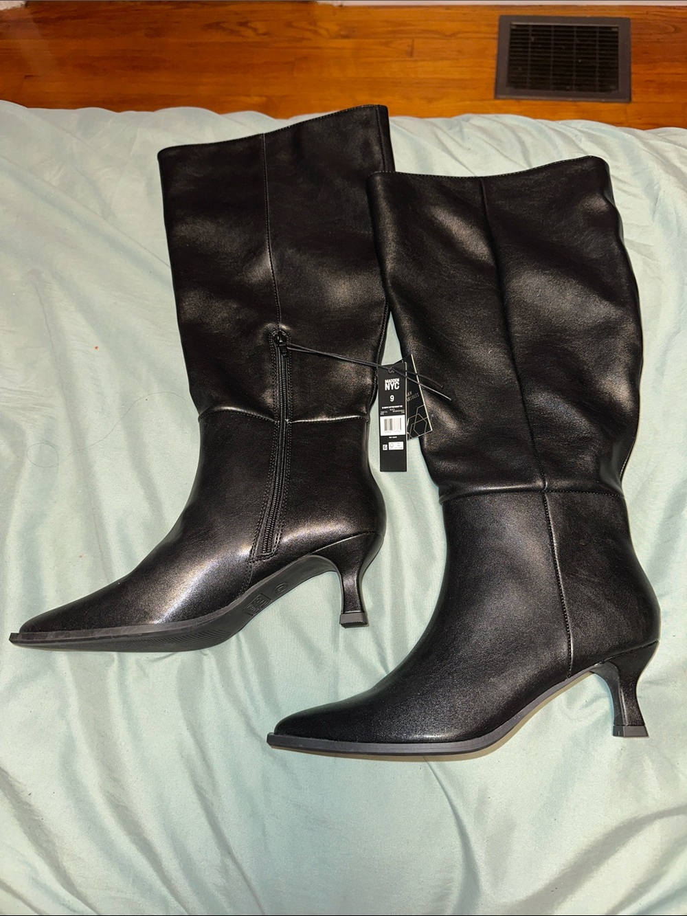 Classic Black Mid-Heel Knee Boots for Women